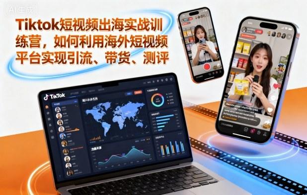 Tiktok短视频出海实战训练营，如何利用海外短视频平台实现引流、带货、测评Tiktok学堂TikTiok学堂