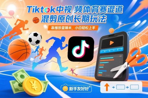 Tiktok中视频体育赛道混剪原创长期玩法，靠播放量賺米，小白轻松上手Tiktok学堂TikTiok学堂