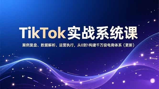 TikTok实战系统课，案例复盘、数据解析、运营执行，从0到1构建千万级电商体系(更新Tiktok学堂TikTiok学堂
