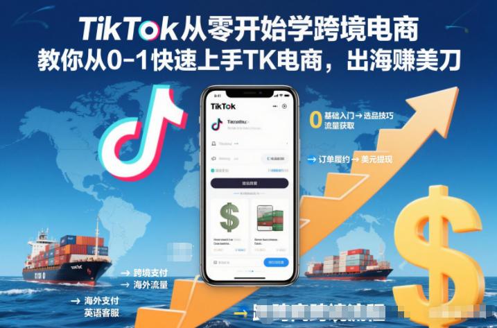 TikTok从零开始学跨境电商，教你从0-1快速上手TK电商，出海賺美刀Tiktok学堂TikTiok学堂