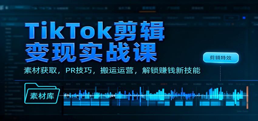TikTok剪辑变现实战课：素材获取，PR技巧，搬运运营，解锁赚钱新技能Tiktok学堂TikTiok学堂